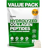 Fernes Collagen Powder for Women Men (5LB) Type I & III Flavorless & Odorless Easy-Mix Hydrolyzed Peptan Protein Peptides Joint Hair Skin & Nail Support Gluten-Free Non-GMO Keto Paleo Grass-Fed Kosher