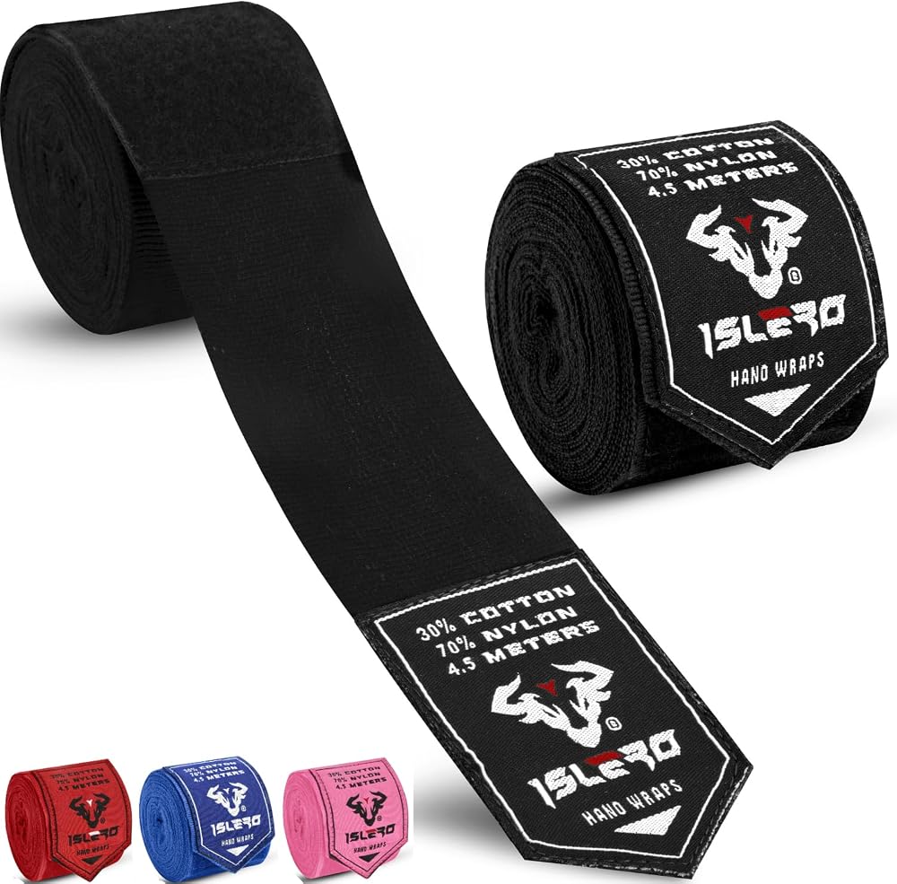 Islero Boxing Hand Wraps 4.5m Inner Gloves Wrist Protection Muay Thai MMA