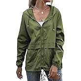 Muzeca Women's Waterproof Raincoat Lightweight Rain Jacket Hooded Windbreaker with Pockets for Outdoor