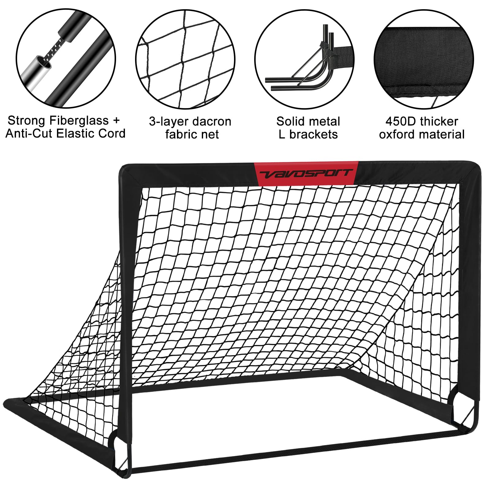 VAVOSPORT Fussballtore für Garten Kinder Tor Gate: Fußball Trainingsset mit Pop-Up 2er Set faltbar für Indoor/Outdoor Spiele für Kinder | Inklusive Fußball Größe 3 Hütchen 10 und Ballpumpe 3
