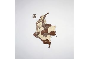 COLORFULL WORLDS Multilayered Wooden 3D Colombia Map, Gift for Colombian Friend, Colombia Wooden Wall Decor, Map for Traveller (60x44 cm | 23.6x17.3 inches)