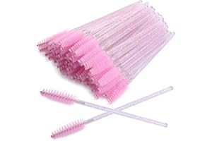 Tbestmax 200 Disposable Eyelash Brush Mascara Wands Spoolies for Eye Lashes Extension Eyebrow and Makeup Pink
