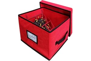 EDSRDUS Christmas Holiday Light Storage Box - Non-woven FABRIC, with 3 Light Storage Wraps, Lights Organizer Container Reinforced Stitched Handles（light string not included） (Red-98 ft*1pack, Small)