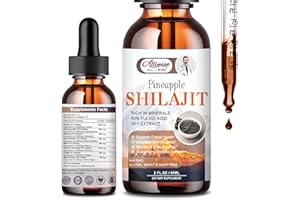 ALLIWISE Organic Pure Himalayan Shilajit Resin Liquid Drops for Men & Women.Golden Shilajit Supplement with Fulvic Acid & 85+ Trace Minerals Complex for Energy & Immune Support-Pineapple