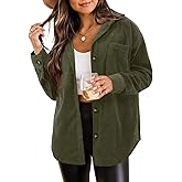 ZOLUCKY Womens Shackets Jacket Plus Size Long Sleeve Button Down Shirts Blouses Tops