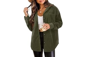 ZOLUCKY Womens Shackets Jacket Plus Size Long Sleeve Button Down Shirts Blouses Tops