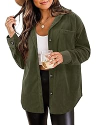 ZOLUCKY Womens Casual Corduroy Shacket Jacket