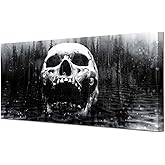DuoBaorom Large Skull Wall Art Gothic Skeleton Canvas Picture Festival Artwork Decor Black and White Painting 20x36inch