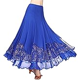 CISMARK Elegant Ballroom Dance Latin Dance Party Long Swing Race Skirt for Women