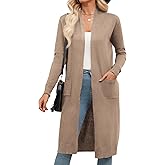 Zeagoo Women's Long Cardigan Sweaters Lightweight Sweater Long Sleeve Open Front Casual Knit Duster Cardigans with Pocket