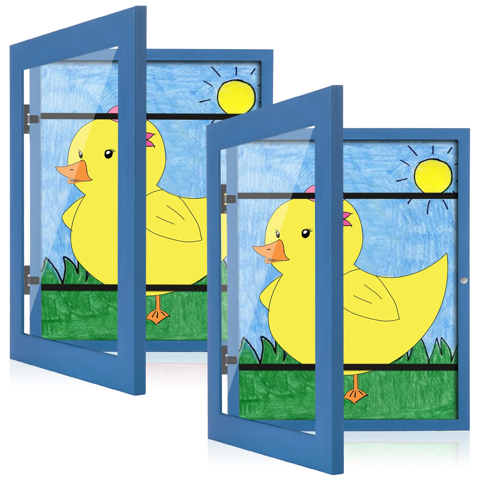 Photo 1 of [2-Pack] Kids Art Frames, 8.5x11 Front Opening Kids Artwork Frames Changeable, Dark Blue Artwork Display Storage Frame for Wall, Holds 50 Pcs, for 3D Picture, Crafts, Children Drawing, Hanging Art,