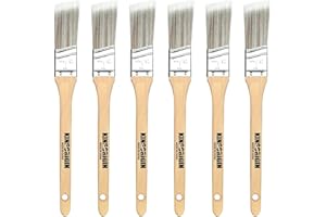 KINGORIGIN King Origin 6 Pcs Paint Brushes, 1 Inch Angled Paint Brush - Wood Handle, Thick & Dense Bristles for Smooth Finish, Small Paint Brush for Painting Walls, Trim, Art & Craft