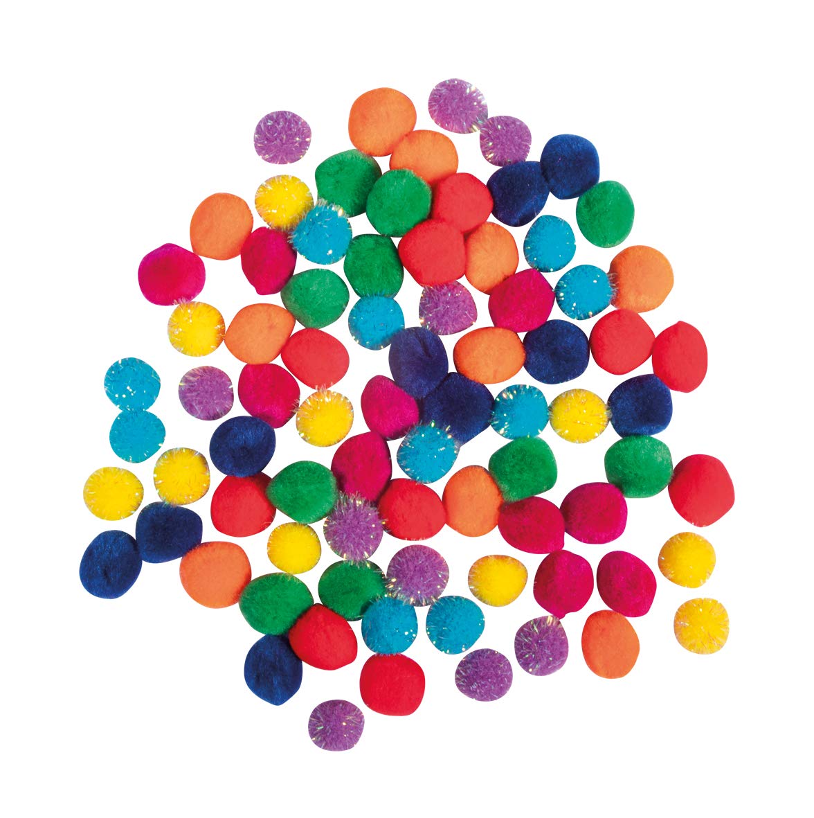 Rayher 75443990 Pom Poms for Crafting and Card Making, Pack of 80 Pompoms in assorted colours, diameter 15 mm