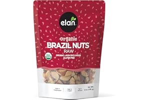 Elan Organic Raw Brazil Nuts, 6.5 oz, Whole Nuts, No Shell, Non-GMO, Vegan, Gluten-Free, Kosher, Healthy Snacks