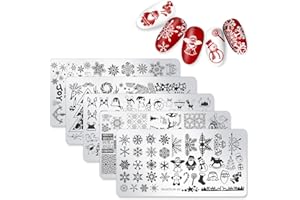 WOKOTO 5Pcs Christmas Nail Art Plates Stamping Set Snow Winter Nail Art Image Plate Manicure Template Nail Art Tools
