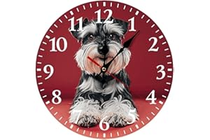 FekiLoot Schnauzer Wall Clock for Bedroom, Operated Clocks with Arabic Numerals, Round Silent Non-Ticking Clock for Kitchen, 