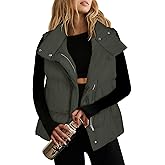 ANRABESS Women Puffer Vest Sleeveless Zip Up Stand Collar Quilted Lightweight Jacket Winter Warm Puffer Padded Down Outerwear