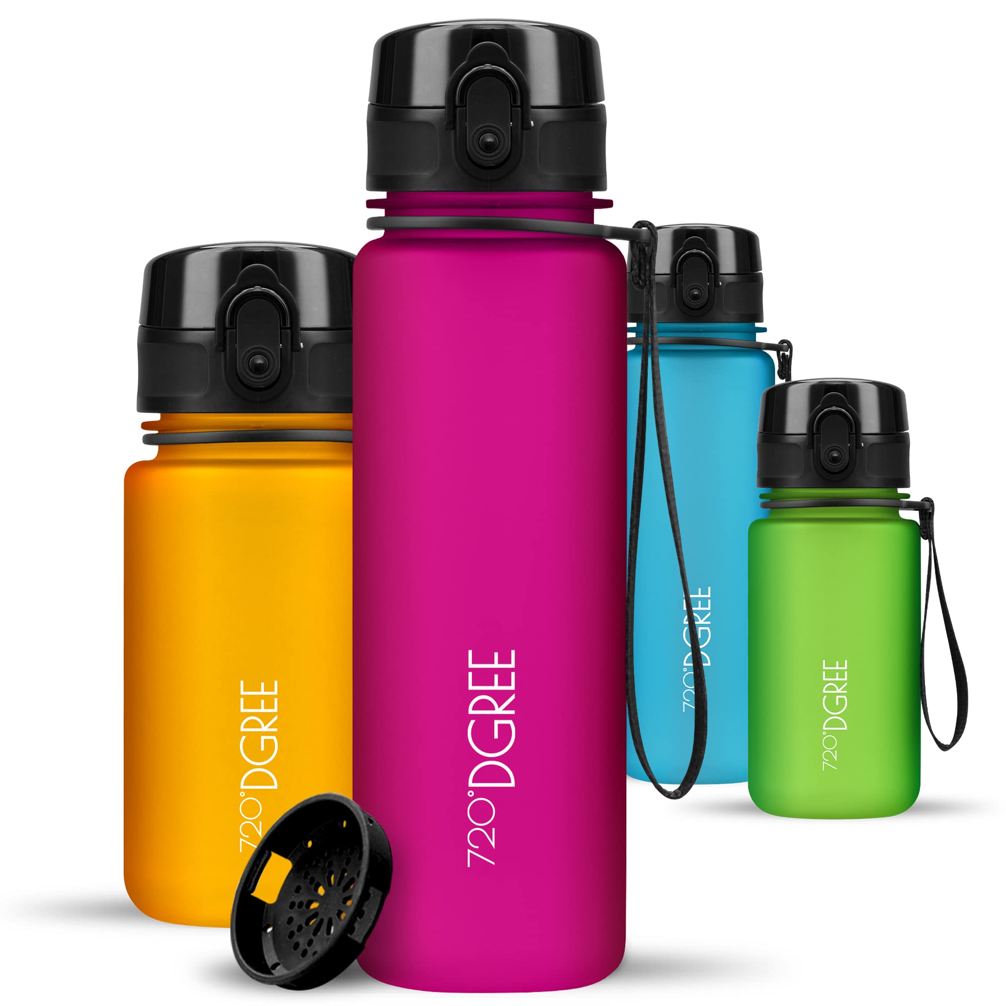 720°DGREE Water Bottle Kids 500ml “uberBottle“ softTouch +Sieve - BPA-Free Tritan, Leakproof, Reusable Drinking Bottle - Waterbottle for Children, School, Playground, Boys, Girls, Handbag, Sport, Bike