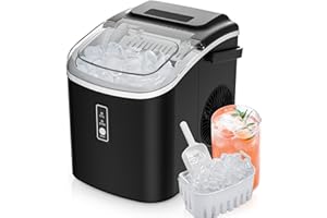 Countertop Ice Maker 22 lbs/Day Portable Self-Cleaning, 9 Bullet Ice in 6 Min, with Handle and Ice Scoop