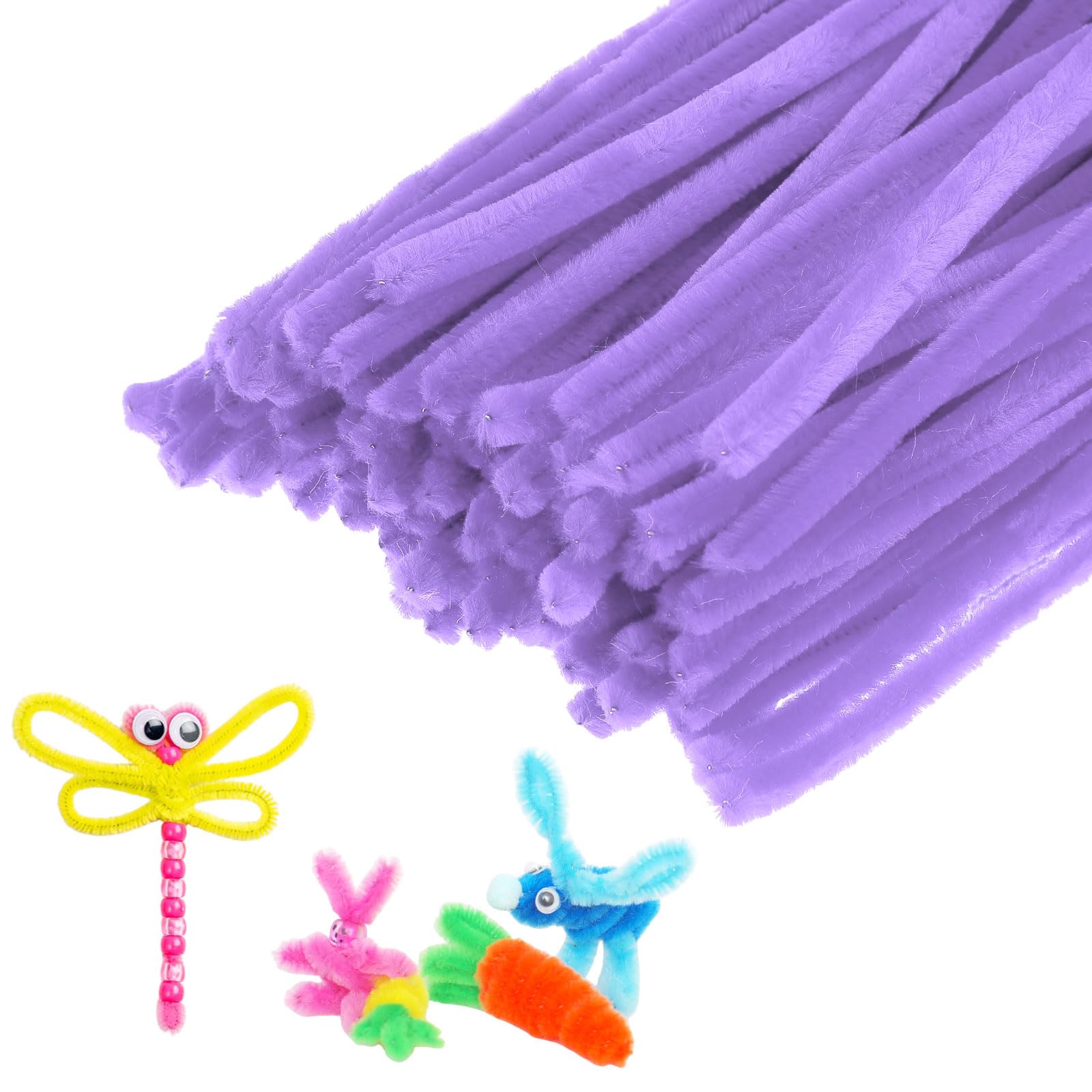 M METERXITY 100-Pack Pipe Cleaners Craft, 11.8" Glitter Pipe Chenille Stems for Art/Festivals Bouquet/Craft/Christmas/DIY Projects/Decorations [Purple] — image 1