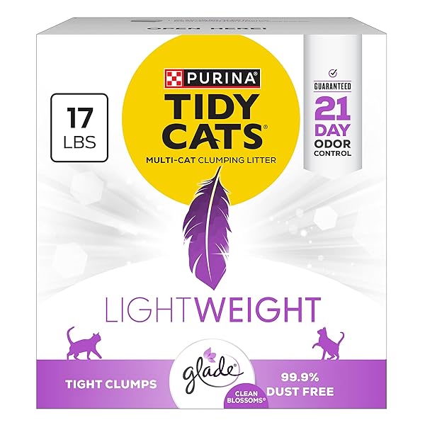 PURINA TIDY CATS LIGHTWEIGHT WITH GLADE CLEAN BLOSSOMS MULTI-CAT, CLUMPING, LOW DUST, SCENTED CAT LITTER – 17 LB. BOX