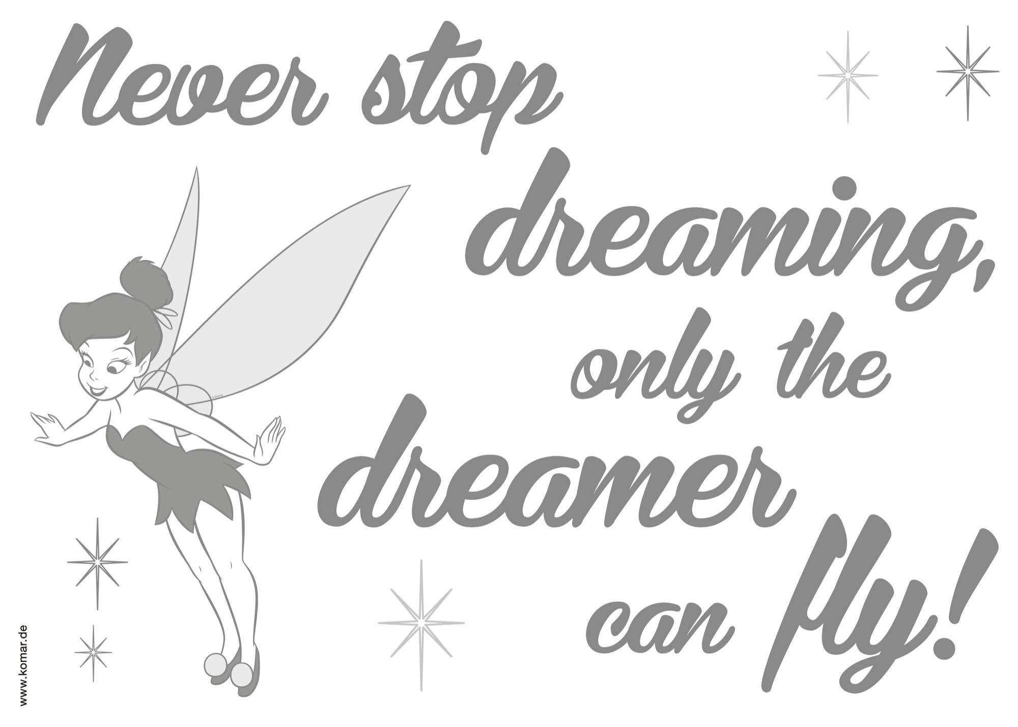 Komar 14001h Disney Never Stop Dreaming Freestyle Deco Sticker - Grey (11-Piece)