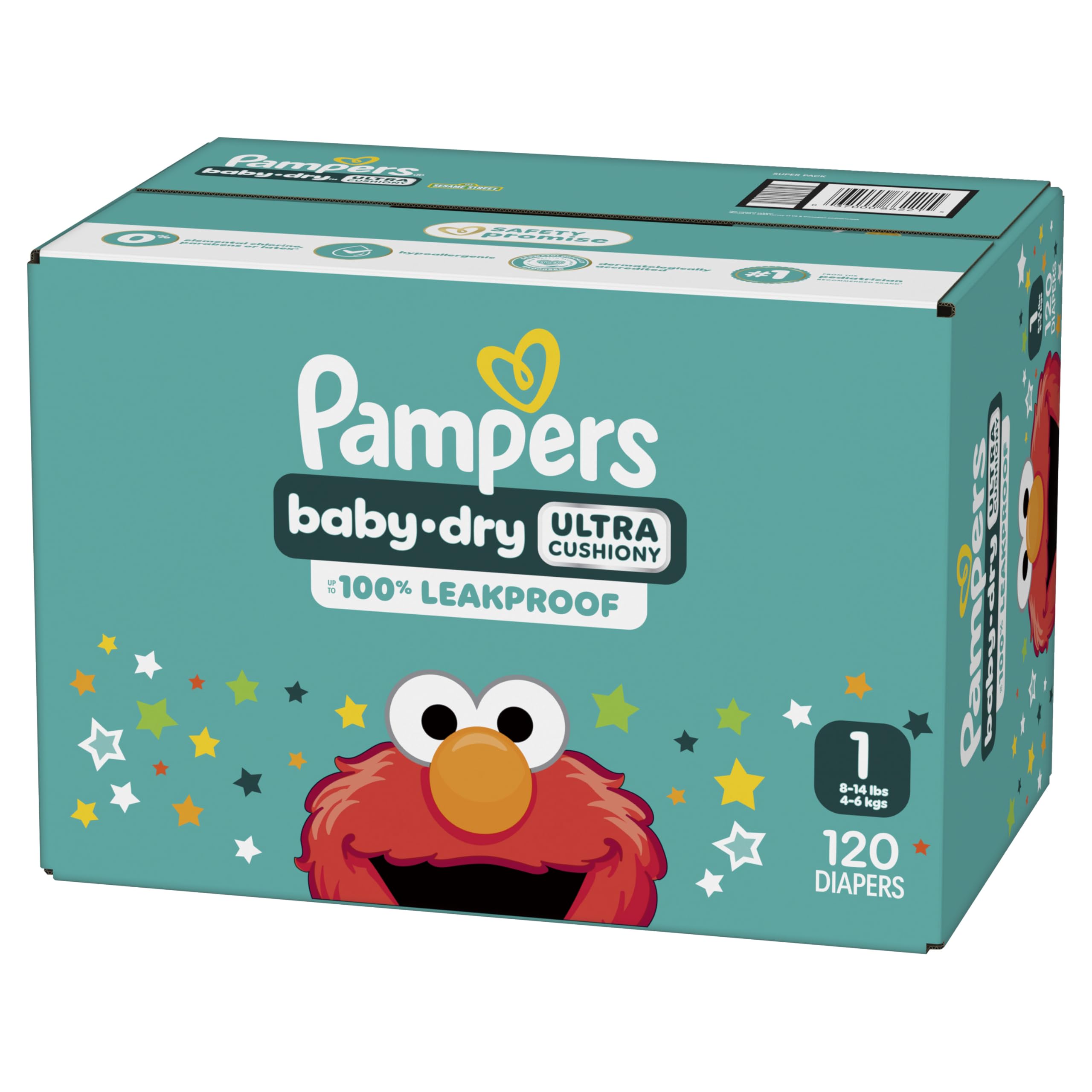 Pampers Diapers - Baby Dry - Size 1, 120 Count, Absorbent Disposable Infant Diaper (Packaging May Vary)
