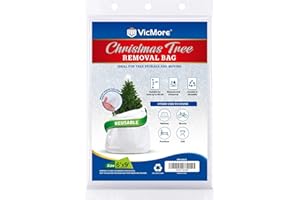VicMore Polyethylene Christmas Tree Disposal Bag (9ft x 6ft, White) – Heavy-Duty Plastic, Tear-Resistant & Odorless – Hassle-Free Xmas Tree Removal & Multi-Use Storage Cover