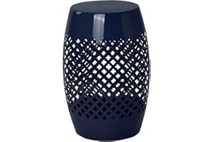 Outsunny 12" Outdoor Side Table, Steel Patio End Table, Round Hollow Drum Accent Table for Garden, Porch, Balcony, Yard, Navy