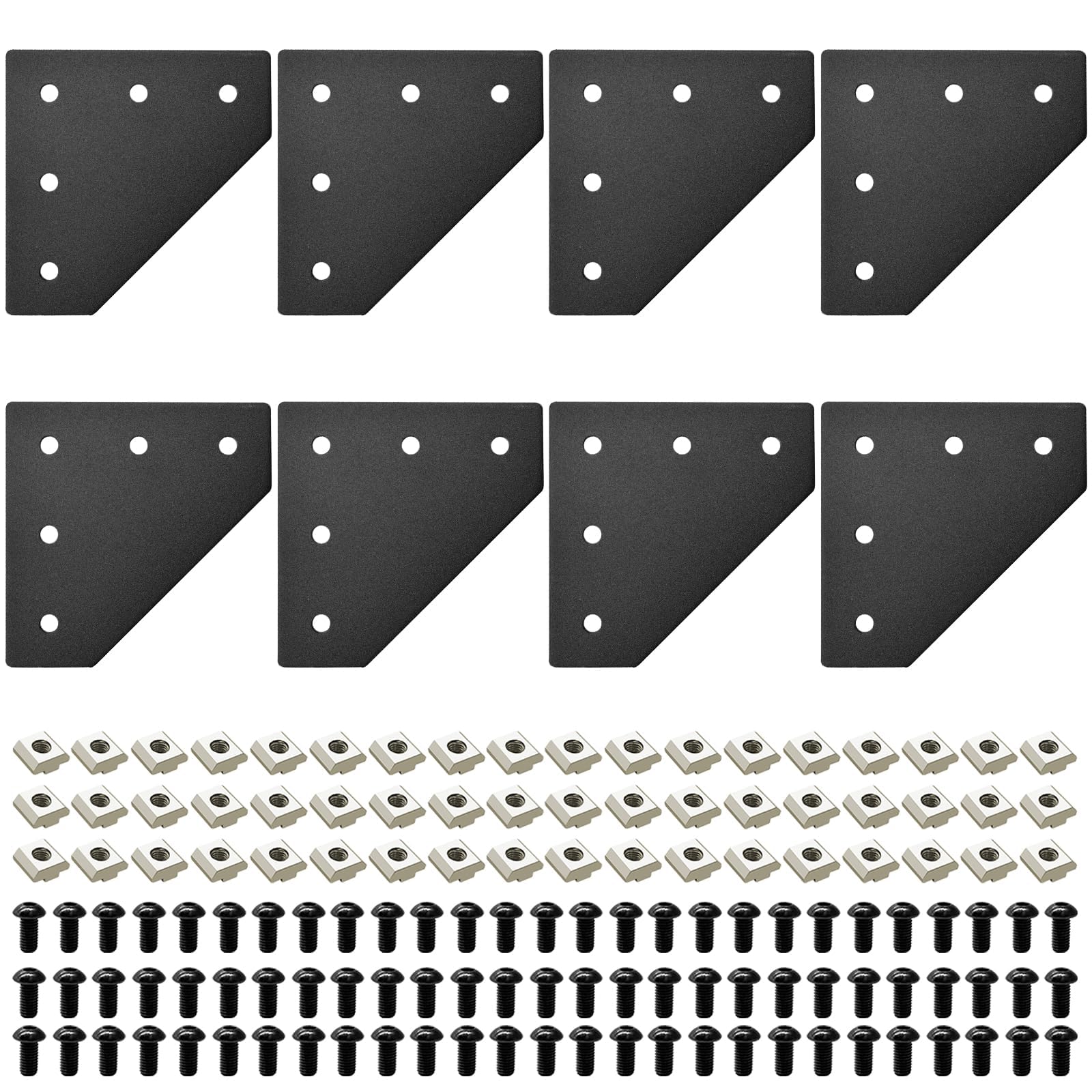 IMETRX 8pcs 3030 Aluminum Extrusion Joint Plate Connector Corner L Bracket 3030 V Slot Hardware T Slotted Accessories with T Nuts and Screws for Aluminum Profile 3D Printer Frame Part Black — image 1