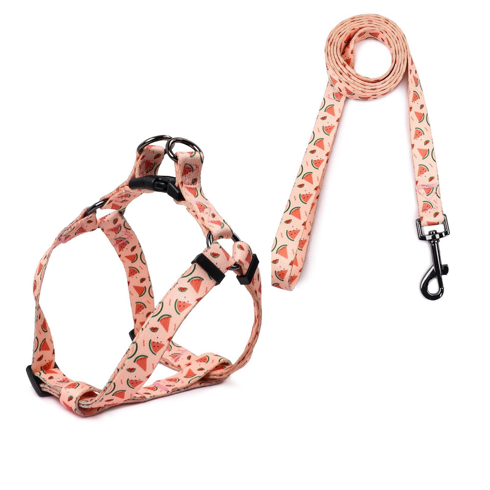 COSYHOMELONDON Dog Harness Leash Set, Breathable,Adjustable,Dog Lead and Harness No Pull Small Medium Large dog (Watermelon, S)