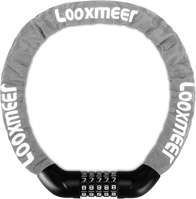 Looxmeer Heavy Duty Bike Lock 90cm 7mm 5-Digit Combination Chain Lock