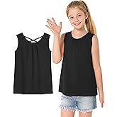 KEREDA Girls Crisscross Back Tank Tops Soft Cotton Sleeveless Summer Shirts for Kids