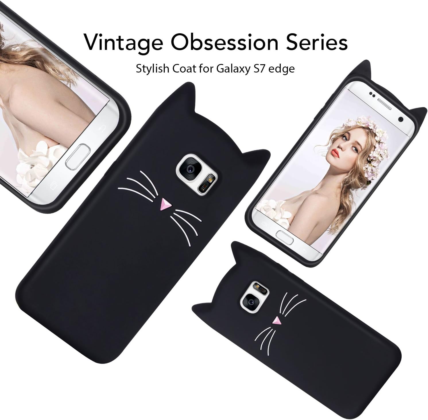 Amazon Co Jp Imikoko Galaxy S7 Edge ケース ギャラクシーs7エッジ Sc 02hカバー かわいい 猫 ねこ シリコン みみ 純正 キャラクター ディズニー 耐衝撃 おしゃれ Galaxy S7 Edge ブラック 家電 カメラ