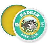 Badger Organic Calendula Baby Balm for Dry Skin, 2 oz Tin | Soothes Diaper Rash, Cradle Cap &amp; Dry Skin, Pediatrician Tested, Long Lasting, Calendula Cream, Diaper Rash Relief