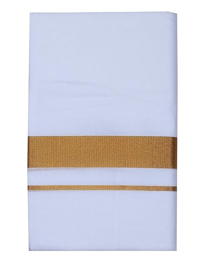 Men's Cotton Double Dhoti, Free Size_120,White and Golden Zari