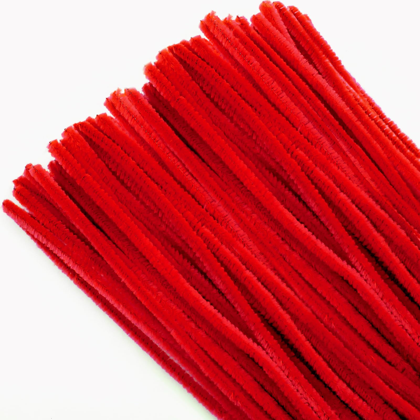 TOAOB 100 Pieces Brush Stems Chenille Red 6mm x 30cm Fiber Pipe Cleaner for DIY Craft Decorative Crafts Creative Halloween Christmas Decoration