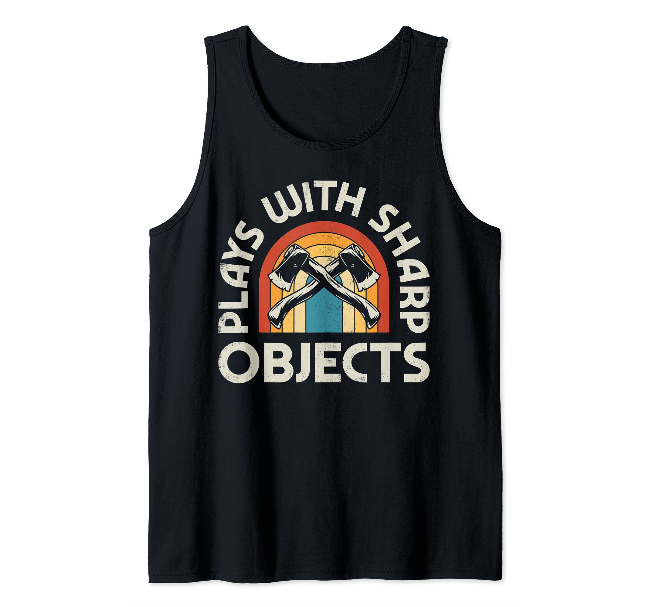 Axe Throwing Hatchet Thrower Plays With Sharp Objects Retro Tank Top