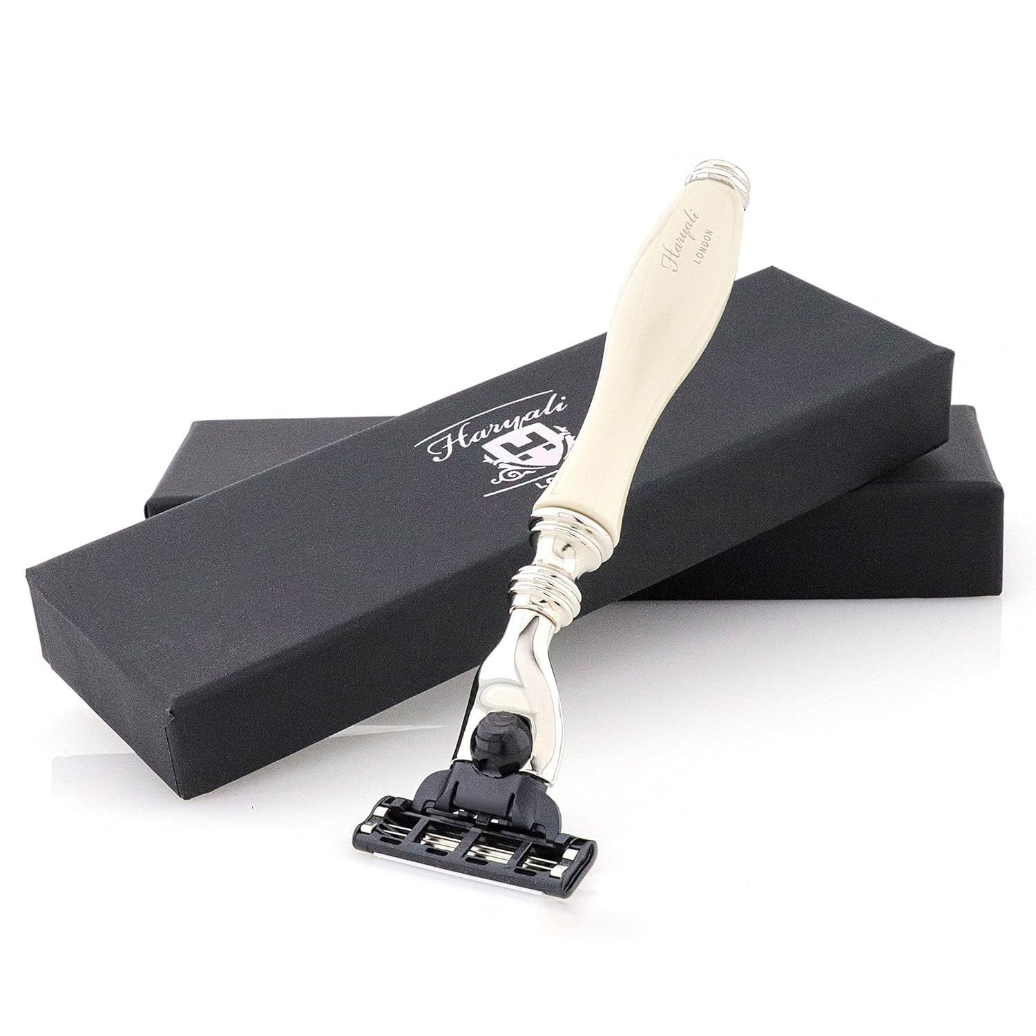 Haryali London Shaving Razor - 3 Edge Shaving Blade Shaving Razor - Elegant and Unique Design Women and Mens Razors for Shaving - White Color Shaving Razors Men and Women