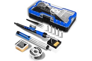Soldering Iron Kit, Dmyond 90W Soldering Iron with 5PCS Soldering Tips, LCD Digital Adjustable Temperature Soldering Gun Thermostatic Soldering Kit for Home Appliance Repair, DIY- Blue