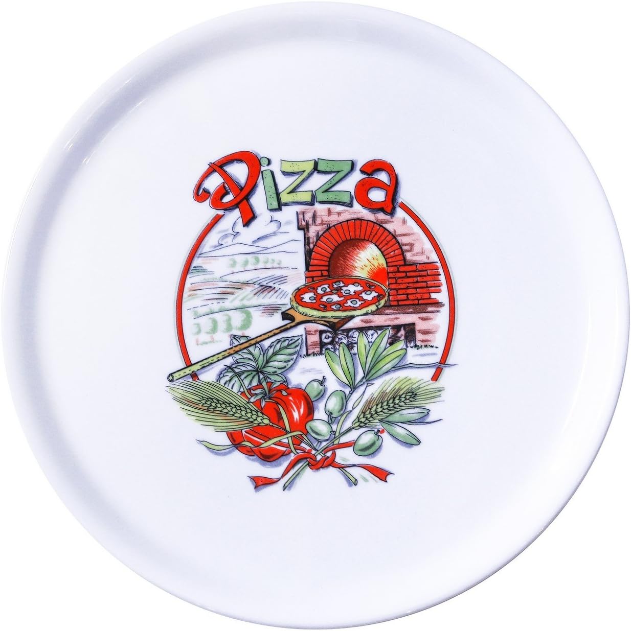 Saturnia White Porcelain Decorated Pizza Plate 12" 1 Case