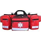 Cosell First Aid Fanny Pack Bag Empty,EMS,EMT,Emergency Trauma Doctor Bag,First Aid Kit For Car,Home,Hiking,Camping and Travel(Red)