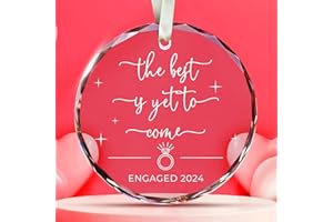 SUCHAGIFT Engagement Gifts for Couples - Gifts for Newly Engaged Couples - Happy Engagement Gifts for Her, Bride, Bride to Be - Just Engaged Gifts for Her, Friends - Engagement Gift - Glass Christmas Ornament