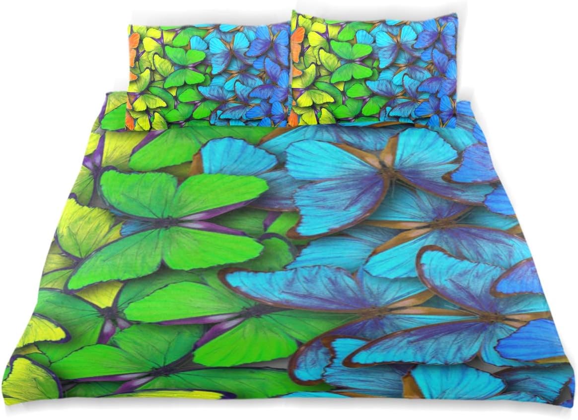 Mnsruu Kids Bedding Sets Rainbow Butterflies Duvet Cover Set, Single Duvet Cover and Pillowcase