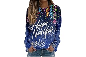 COTECRAM Women's T-Shirts Long Sleeve Casual New Years Eve Tops Fashion Loose Graphic Tee Shirts Dressy Fall Blosues