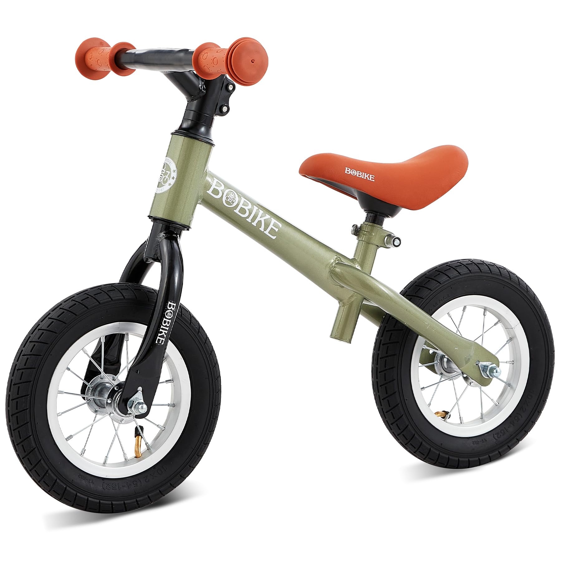 Photo 1 of Bobike Toddler Balance Bike with Inflatable Rubber Tires, Kids Push Balance Bike Toys for 18 Month to 4 Year Old Boys Grils Adjustable Seat and Handlebar No-Pedal Training Bike Best Gifts(Green)