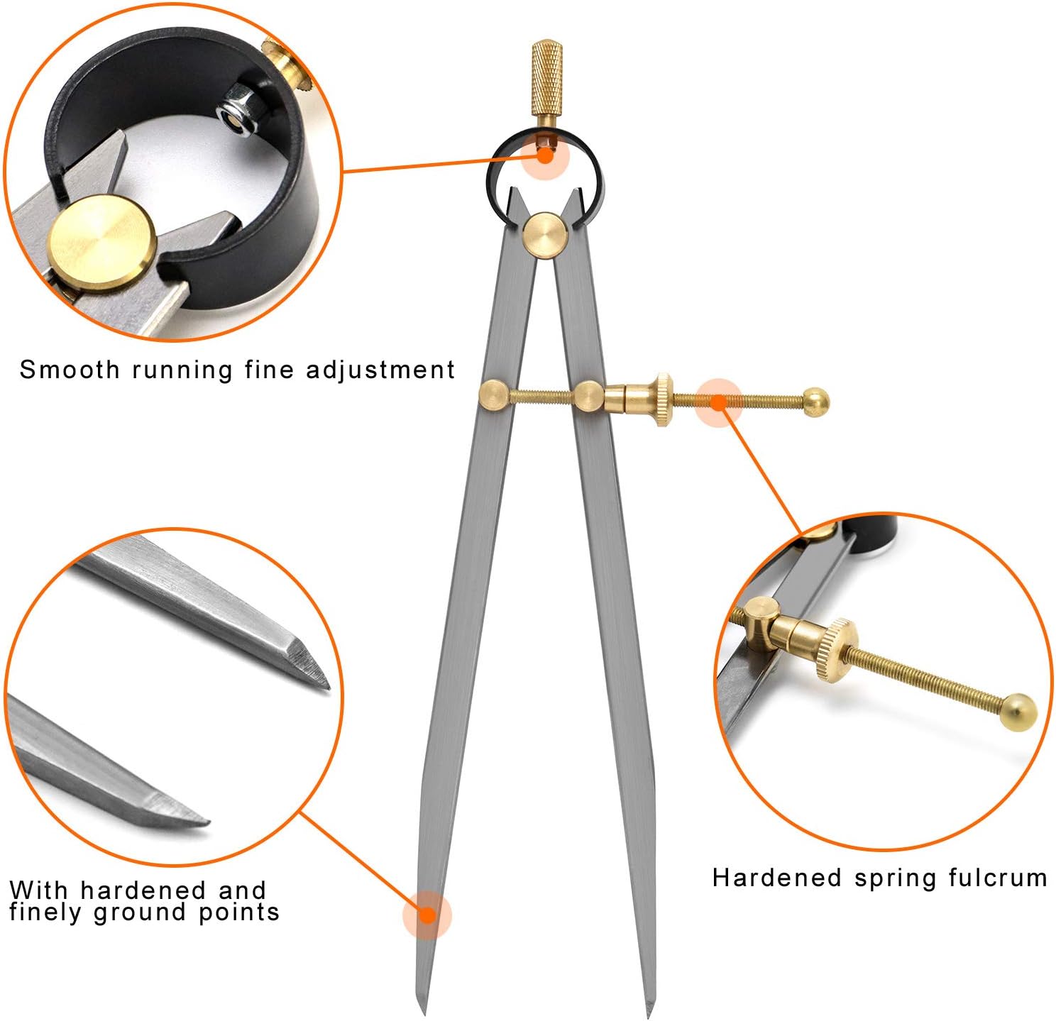 QWORK 7-7/8 Inch Precision Spring Dividers Calipers, Precision Spring Dividers Calipers for Geometry, Drawing, Drafting: Home Improvement