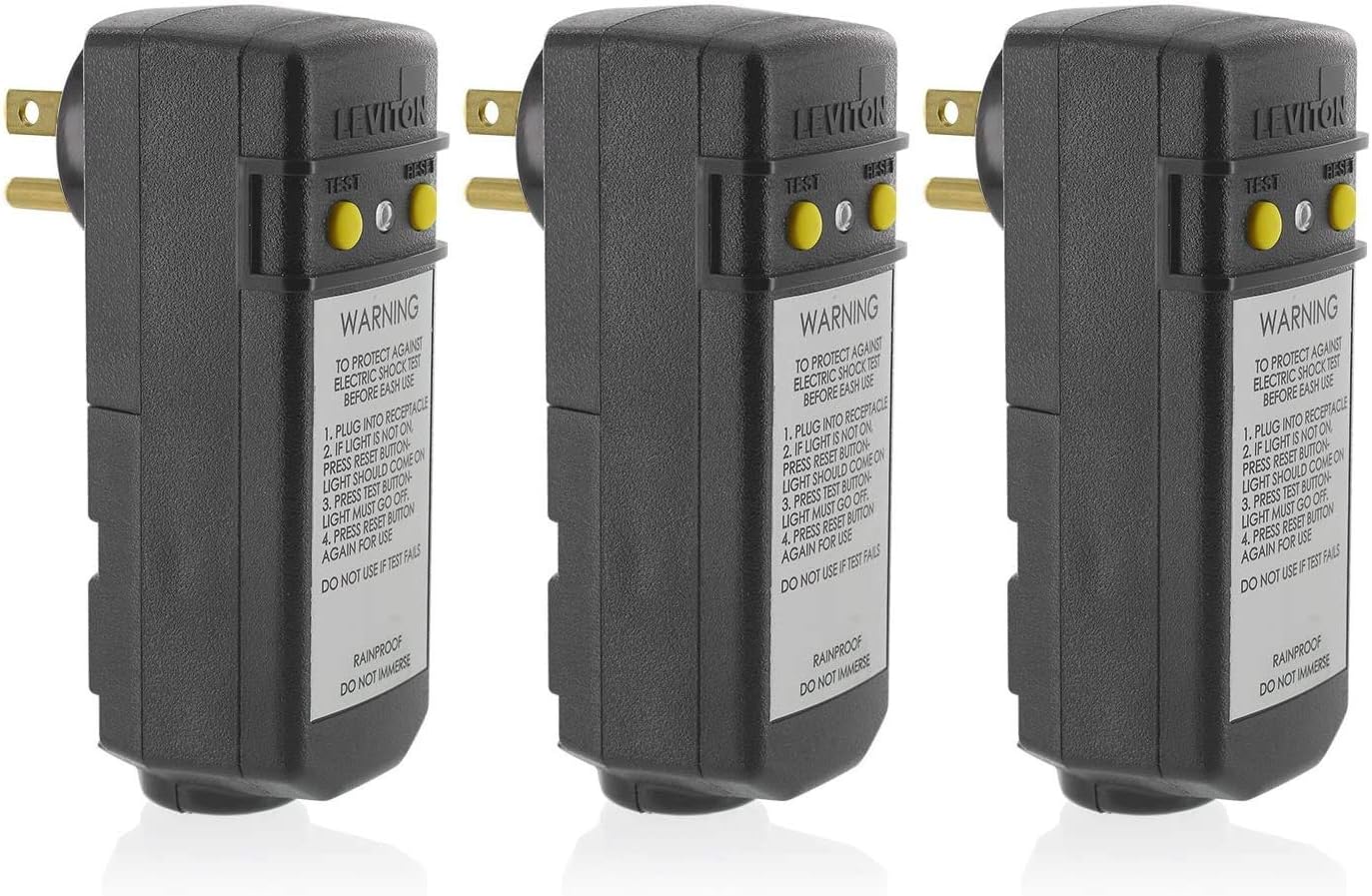 Leviton 16793 20-Amp, 120-Volt, Grounded, Compact Automatic Reset Right Angle GFCI, RoHS Compliant, Black - Electric Plugs - 