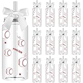 AKPMJ 12 Pack 14.2 oz Plastic Cups with Lids and Straws Clear Reusable Cups Twist Bows Tumbler Bottle for Birthday Sports Themed Party Favors Decorations Bulk (Baseball)