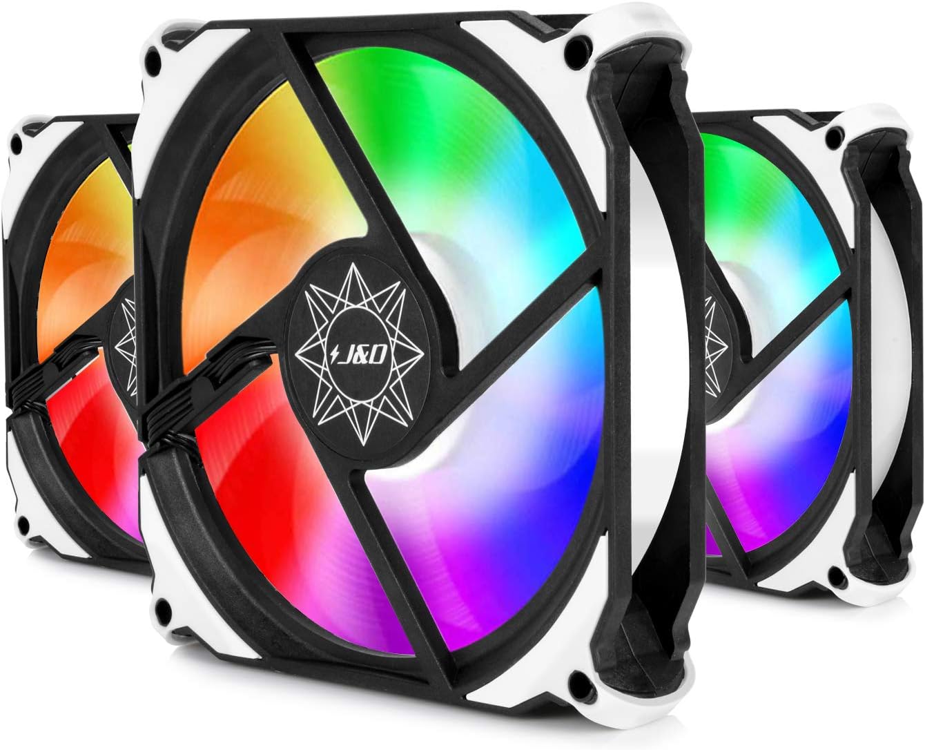 J&D 3Pack PC ARGB Fan, 5V 3Pin Silent Triple Pack 120mm Case Cooling